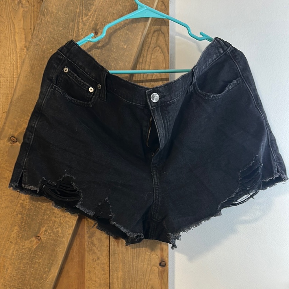 Black Distressed Denim Shorts-NWOT
